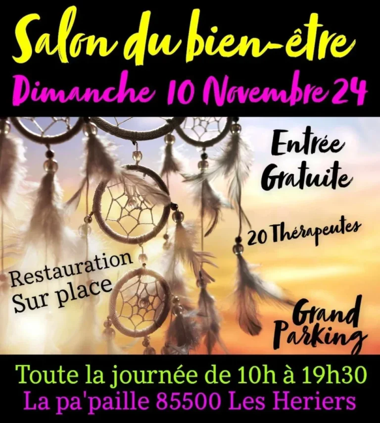 Affiche du salon bien être dimanche 10 novembre 2024 à La Pa'Paille aux Herbiers