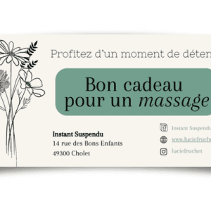 Exemple de Carte cadeau massage bien-être Instant Suspendu Cholet