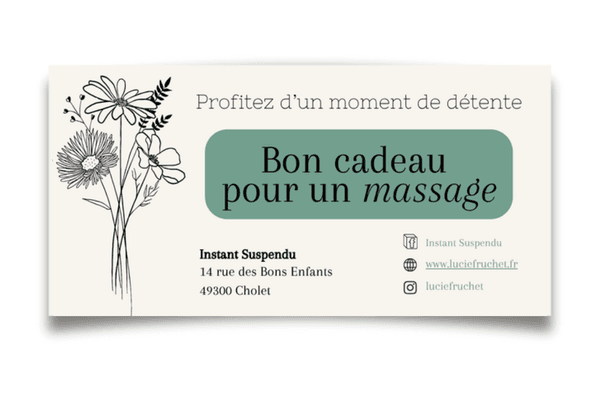 Exemple de Carte cadeau massage bien-être Instant Suspendu Cholet